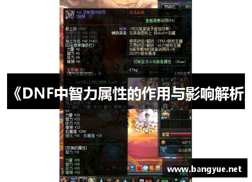 《DNF中智力属性的作用与影响解析》
